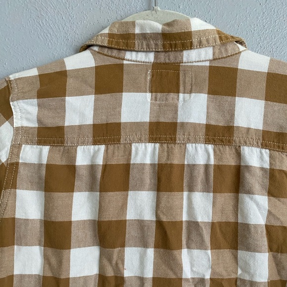 Old Navy Womens Size Small Button Down Size Small Plaid Tan White Neutral - Picture 7 of 10